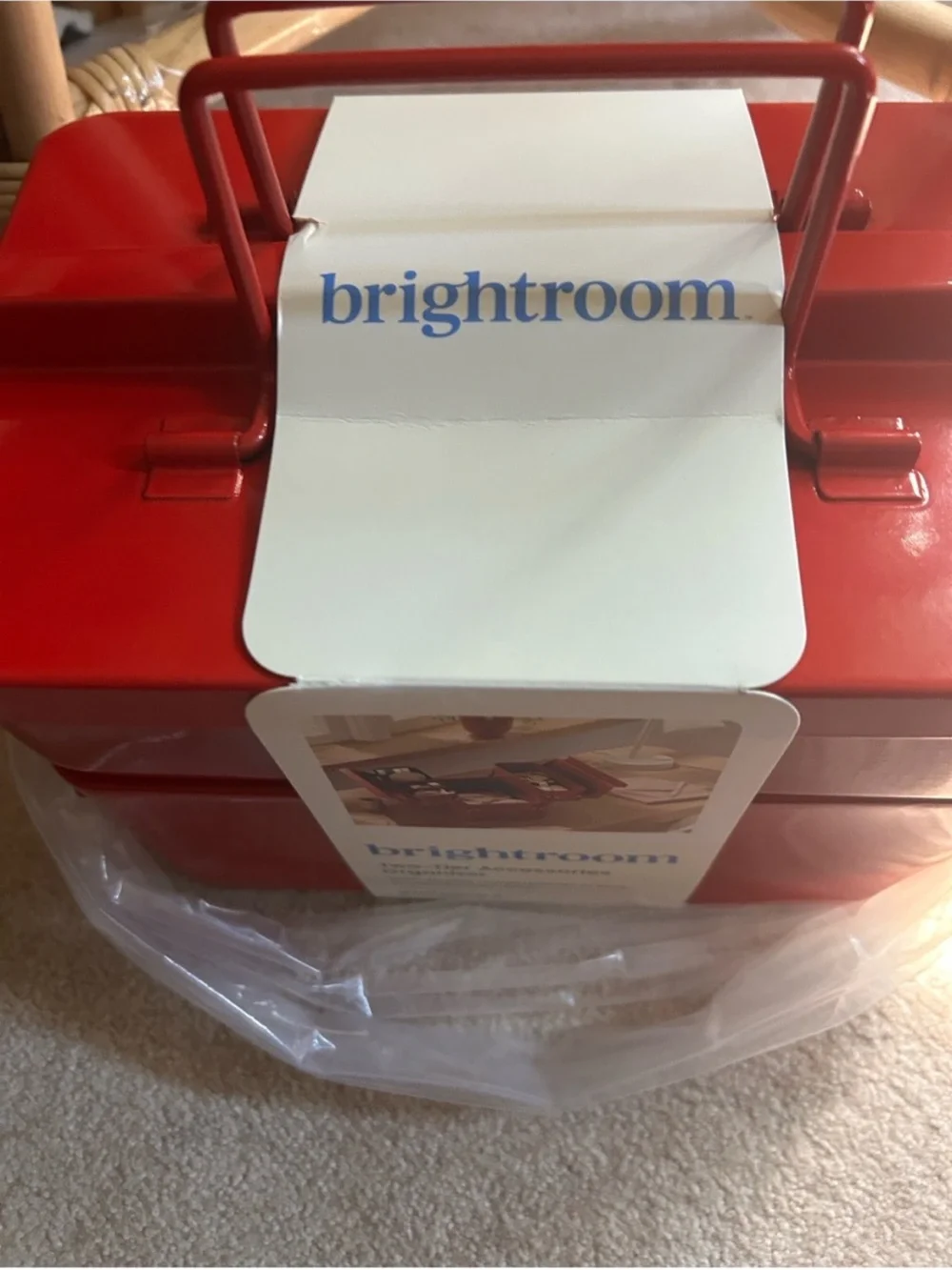 Brightroom Metal Storage Holiday Caddy, Accessory Organizer Red